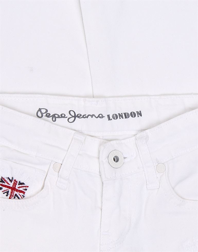 Pepe Jeans Girls White Solid Jeans